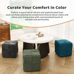 Ottoman Foot Rest Soft and Comfortable Ottoman Square Corduroy Woven Design Sofa Stool biue
