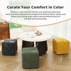 Ottoman Foot Rest Soft and Comfortable Ottoman Square Corduroy Woven Design Sofa Stool yellow