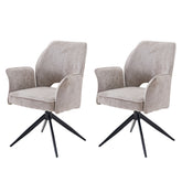Fabric dining chair set of 2 modern soft cushioned rotating dining chairs, comfortable backrest armchair, kitchen/living room/home office wheelchair,Gray