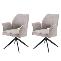 Fabric dining chair set of 2 modern soft cushioned rotating dining chairs, comfortable backrest armchair, kitchen/living room/home office wheelchair,Gray