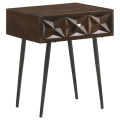 Gibson Coffee Brown 1-drawer Rectangular Side Table