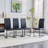 4-Pack PU Upholstered Dining Chairs - Black Modern Kitchen Side Chairs with Sturdy Black Powder-Coated Metal Tube Legs, Comfortable High-Back Seating for Dining Room, Kitchen & Living Room