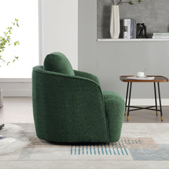 30.3"W Boucle Upholstered Swivel Accent Barrel Chair and Comfy Round Accent Single Sofa Chair, 360 Degree Club Bucket Chair, Lounge Armchair for Living Room Bedroom Nursery. Green