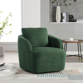 30.3"W Boucle Upholstered Swivel Accent Barrel Chair and Comfy Round Accent Single Sofa Chair, 360 Degree Club Bucket Chair, Lounge Armchair for Living Room Bedroom Nursery. Green
