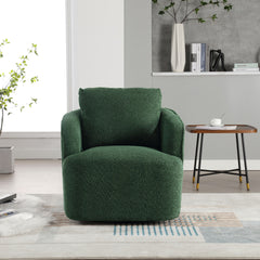 30.3"W Boucle Upholstered Swivel Accent Barrel Chair and Comfy Round Accent Single Sofa Chair, 360 Degree Club Bucket Chair, Lounge Armchair for Living Room Bedroom Nursery. Green