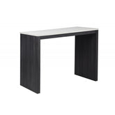47 in. Faux Marble Sled Counter Height Dining Table (Seat for 2), Wood Frame Bar Table, Black/Beige