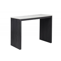 47 in. Faux Marble Sled Counter Height Dining Table (Seat for 2), Wood Frame Bar Table, Black/Beige