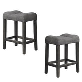 Counter Height Dining Stool Set of 2, Transitional Style Stool with Footrest Tufted Seat Kitchen Bar Stool, Charcoal