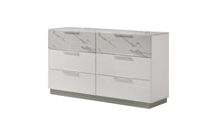 Mist Queen 5-Piece Set – Two-Tone High-Gloss Marble & Lacquer Finish with LED Lighting, Spacious Velvet-Lined Storage White (NJ Inventory)