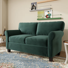 57" Modern 2-Seater Corduroy Sofa With Removable Backrest & Seat Cushions,Padded Armrests,High Rebound Sponge Filled with Solid Wood and Composite Frame,Easy Assembly For Living Room,Bedroom,Office.