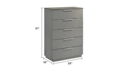 Elara Chest – Two-Tone High-Gloss Marble & Lacquer Finish with Spacious Drawers and Metal-Finished Legs- Gray same as B009P309300 (CA inventory)