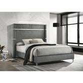 Malcolm Grey Upholstered Eastern King Wingback Bed