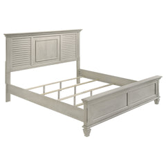 Hazelwood Distressed White Eastern King Panel Bed