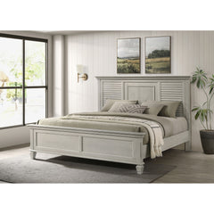 Hazelwood Distressed White Eastern King Panel Bed