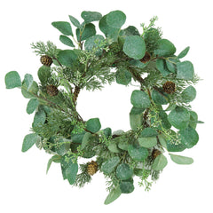 Set of 2, D14.2" Eucalyptus Candle Ring, Green