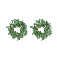 Set of 2, D14.2" Eucalyptus Candle Ring, Green