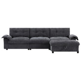 104*60" Sectional Sofa, L-Shape with Multifunctional Armrest, Dual-Port Charging, Cup Holder, Side Storage Pockets, Movable Storage Ottoman, Unique Tufted Design, Soft Cushion, Chenille,3colors