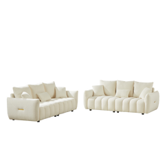 3 Seater + 3 Seater Combo Sofa Modern Living Room Sofa, Teddy Sofa, Wooden Frame, 6 Cushions, Apartment Sofa Furniture