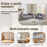 3-Seater + 2-Seater Combination Sofa Chesterfield Classic Rolled Arm Velvet Modern Combination Sofa Suitable for Apartment Living Rooms, Family Living Rooms, and Offices.Grey