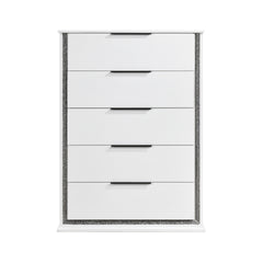 Contemporary Glam White Finish Chest with Storage Drawers LED Light 8-Colors Bedroom Furniture 1pc Vertical Dresser