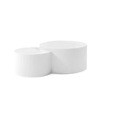 White Nesting table set of 2, Handcraft Relief MDF Coffee Table for Living Room/Office/Leisure Area(Same Sku:W876P271185)