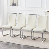Set of 4 Cream Textured Granular Fabric Material Dining Chairs: 39.3" High, 20.4" Ergonomic Backrest, Ideal for Dining Room, Living Room & Modern Spaces, Stylish & Comfortable.