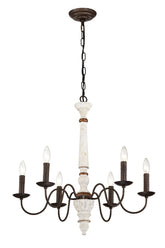 Retro white and Rust Color Chandelier With Light Fixture 6 Light (E12 NO include Bulb) Pendant Light Fixtures for Dining Room, Lobby, Kitchen, Bedroom, Living Room, Conference Room, Home Office