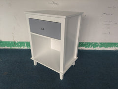 26.77''H Wooden Nightstand with One Drawer One Shelf for Kids, Adults,Gray+Silver handle