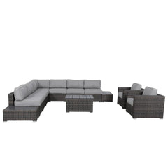 8-Person Outdoor Wicker Sofa Set with Cushions – Fully Assembled