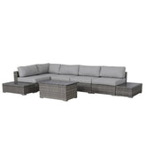 Outdoor 4-Person Rattan Wicker Sofa Set with Cushions – Ready to Use