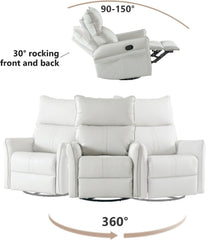 Rocking Recliner Chair,360 ° Swivel Nursery Rocking Chair,Glider Chair,Modern Small Rocking Swivel Recliner Chair for Bedroom,Living Room Chair Home Theater Seat,Side Pocket(Light Gray+360°Swivel)
