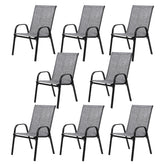 8 Piece Patio Chairs, Outdoor Camping Chairs with Breathable Textilene Fabric, Set of 2 Garden Chairs with Armrest High Backrest for Garden Patio Pool Beach Yard Space Saving ( Grey 8