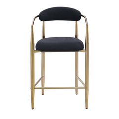 Modern Boucle Bar Stools Set of 2 Modern Upholstered Bar Height Barstools Vintage High Island Chairs with Metal Frame/Back/Arms for Kitchen/Home Pub/Dining Room