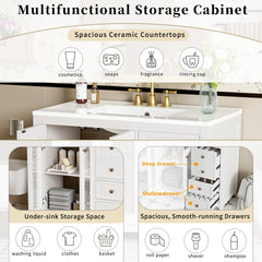 36.02-inch bathroom vanity with two soft-close doors, adjustable shelves and three drawers