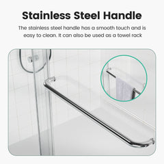 56"-60"W*70" H Semi-Frameless Double Sliding Shower Door, Bypass Shower Door, 1/4" (6mm) Thick SGCC Tempered Glass Door, Chrome