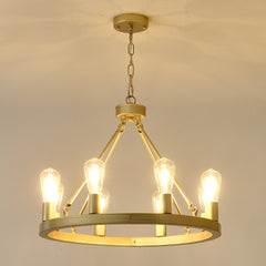 8-light (no bulbs) gold wagon wheel chandeilier with light-e26
