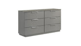 Elara Queen 5-Piece Set – Two-Tone High-Gloss Marble & Lacquer Finish with LED Lighting, Metal-Finished Legs, Spacious Storage- Gray (CA Inventory)