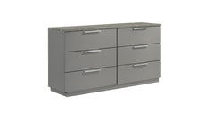 Elara Queen 5-Piece Set – Two-Tone High-Gloss Marble & Lacquer Finish with LED Lighting, Metal-Finished Legs, Spacious Storage- Gray (CA Inventory)