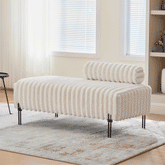 49.6" Wide Upholstered Mini Loveseat with Metal Legs, 2-Seater Small Sofa End of Bed Bench Window Ottoman Footrest with Adjustable Back for Living Room Bedroom Entryway Hallway Small Space, Beige