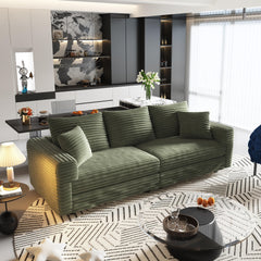 82.7 " Plush Corduroy 3-Seat Sofa,Modern Comfy Upholstered Sofa Cloud Couch,Deep Seat Couches with Soft Pillows,Convertible Deep Seat Sofa Lounge Chair for Living Room Bedroom,Apartment,Office,Green