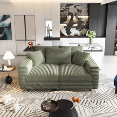 82.7 " Plush Corduroy 3-Seat Sofa,Modern Comfy Upholstered Sofa Cloud Couch,Deep Seat Couches with Soft Pillows,Convertible Deep Seat Sofa Lounge Chair for Living Room Bedroom,Apartment,Office,Green