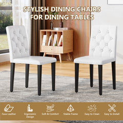 4-pack white PU dining chairs: ergonomic buckle backrest, 35 inches high, black metal legs,Combines Comfort and Texture.Perfectly suitable for family dining rooms, hotel banquet halls,etc.W1151P295718
