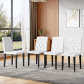 4-pack white PU dining chairs: ergonomic buckle backrest, 35 inches high, black metal legs,Combines Comfort and Texture.Perfectly suitable for family dining rooms, hotel banquet halls,etc.W1151P295718