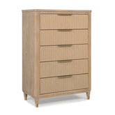 Modern Aesthetic Natural Wood Finish Ample Storage Space 1pc Tall Chest Fully Extension Glide Brass-accented Hardware
