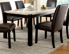 Transitional Dark Walnut Dining Table w Genuine Marble Top Ivory 1pc Rectangle Table Kitchen Dining Room Furniture