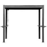 8x5 FT Grill Louvered Pergola for Outdoor Grill, Hardtop Grill Pergola with Built-in Gutter & Adjustable Rainproof Roof, Metal Shelter Gazebo for Patio Backyard Deck -Gray