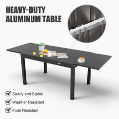 Aluminum Patio Extendable Dining Table 35"- 71", Adjustable Indoor Outdoor Patio Dining Table with E-Coating for 4-6 Person Garden Lawn Porch Bistro Furniture, Dark-Gray