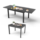 Aluminum Patio Extendable Dining Table 35"- 71", Adjustable Indoor Outdoor Patio Dining Table with E-Coating for 4-6 Person Garden Lawn Porch Bistro Furniture, Dark-Gray