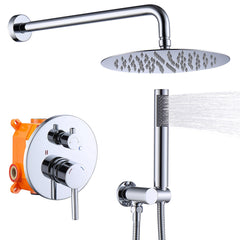 Shower System Shower Faucet Combo Set Wall Mounted with 10" Rainfall Shower Head and handheld shower faucet, Chrome Finish Shower Faucet Rough-In