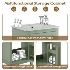 20 Inch Modern Small Bathroom Vanity Cabinet With Ceramic Basin- 20*14.5*33.3 Inches,Ample Storage,1 Soft Close Door